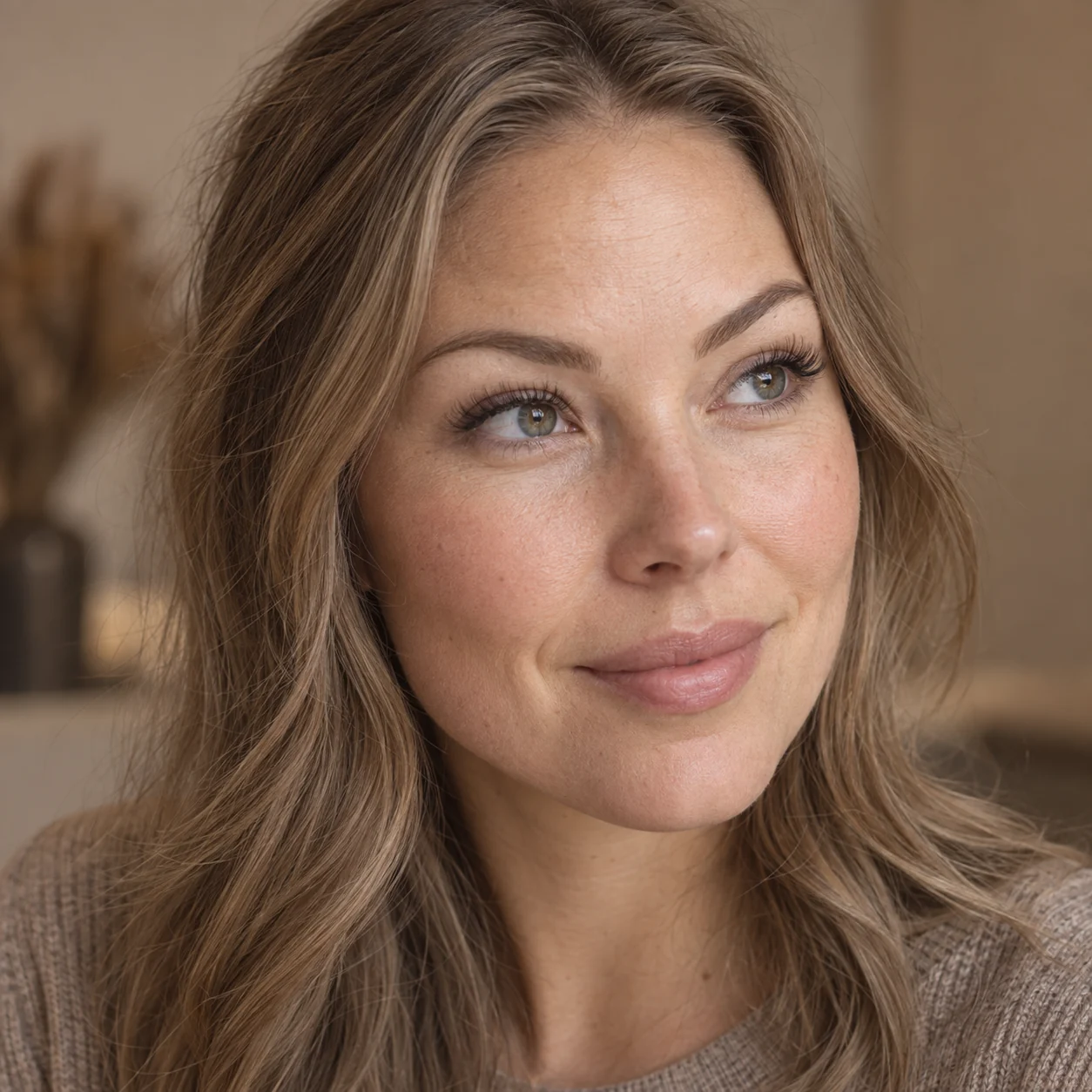 Kvinne med naturlig tilpassede vippeextensions